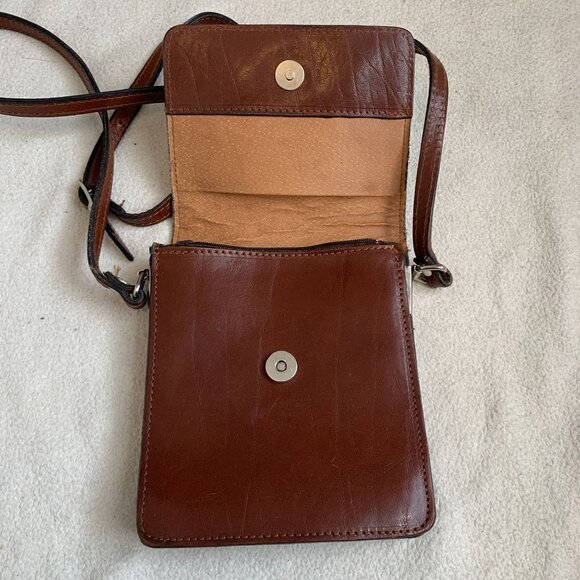 L 'artigiano Italian Leather Crossbody Bag Brown Small - Picture 4 of 12